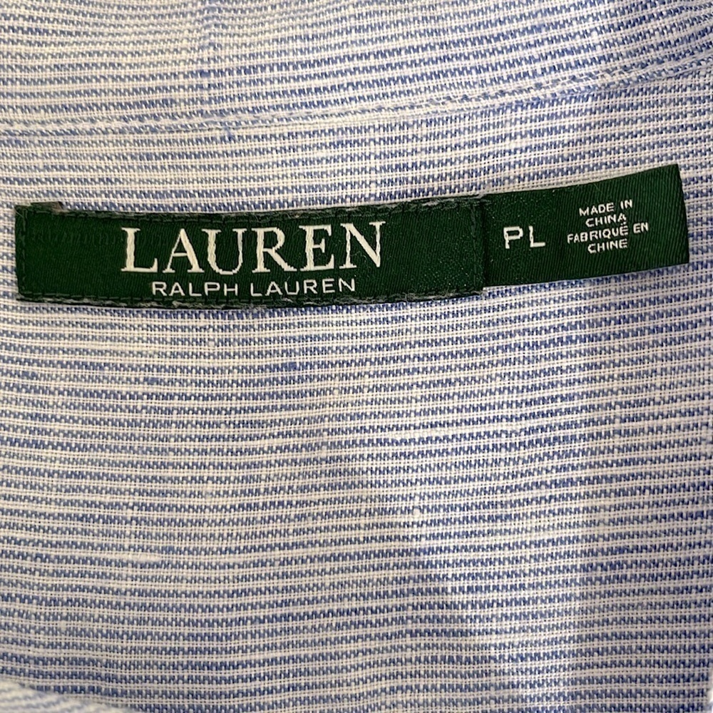 Lauren Ralph Lauren Blue & White Linen Applique Top Size PL - Picture 5 of 11